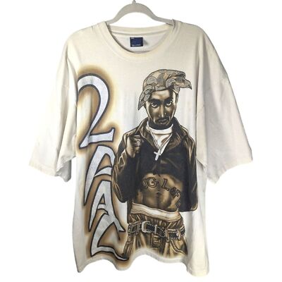 Y2K BLUEZ 2PAC Shakur AOP rapper hip hop streetwear Tshirt mens size 3XL