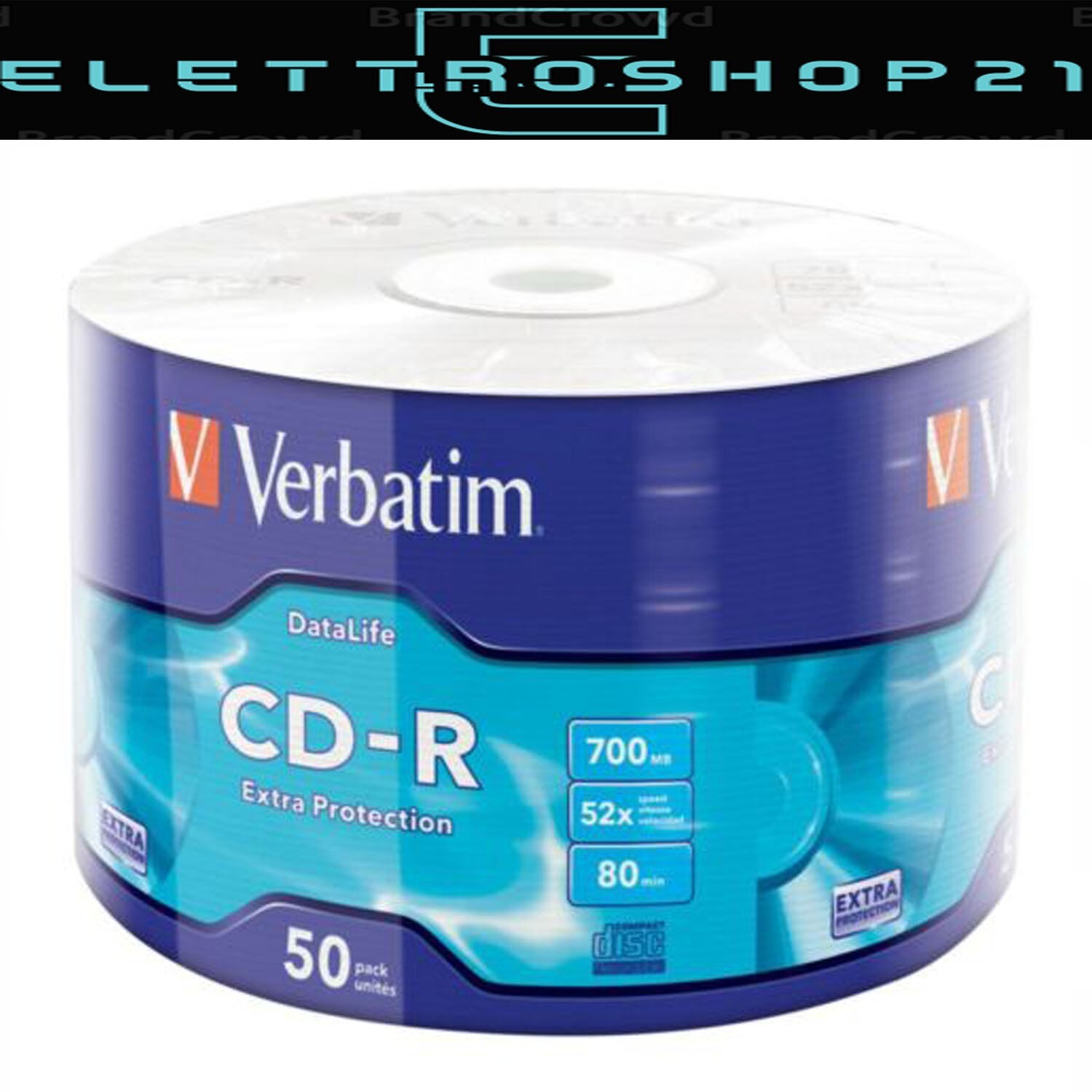 Verbatim 50 CD-R  Extra Protection 700MB 52X 80Min Spindle Wrap 43787