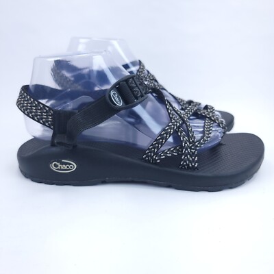 Chaco Women's ZX2 Classic Strappy Comfort Sandal Black Gray White Rubber Size 10