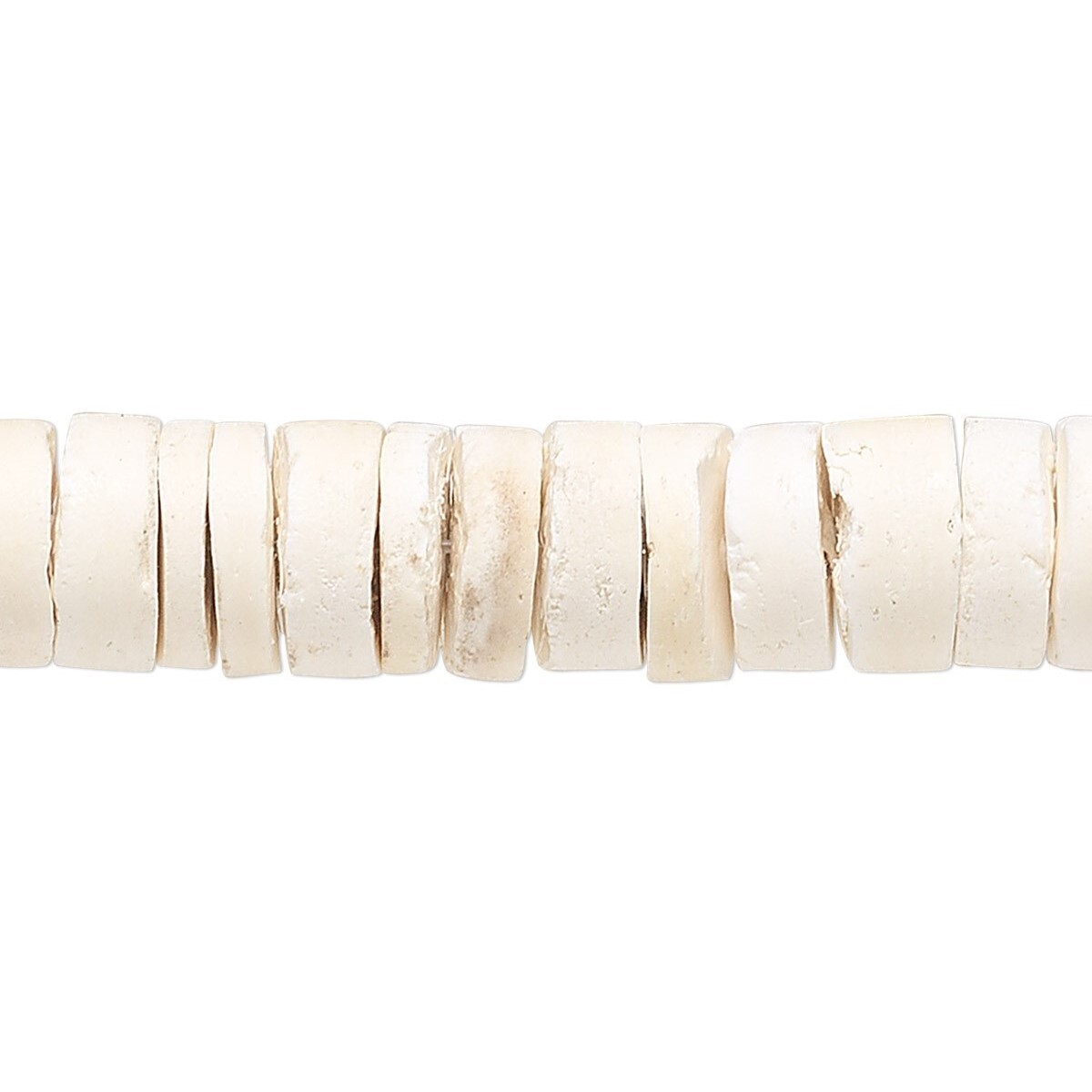 Organic Philippines White Coconut Palm Wood 10mm Heishi Rondelle Beads 50 pcs