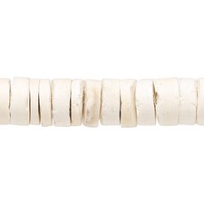 Organic Philippines White Coconut Palm Wood 10mm Heishi Rondelle Beads 50 pcs