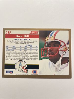 Drew Hill 1991 Score 215 Houston Oilers NFL Football Card | eBay