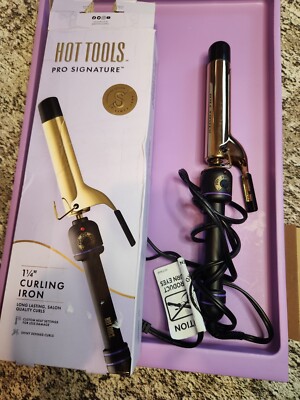 Hot Tools Pro Signature Gold Curling Iron 1 1/4'' Inch Long Lasting 