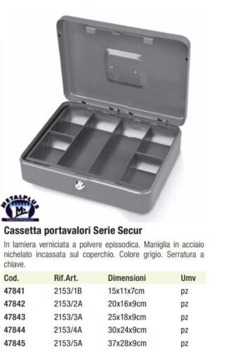 CASSETTA SICUREZZA PORTAVALORI PORTAMONETE PORTA BANCONOTE VARI FORMATI - Bild 5 von 8