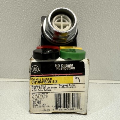 GE General Electric HD Oiltight Pushbutton CR104PBG91U3 4 Diff. Color Buttons