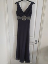 Debut Debenhams Ladies Long Prom Ball Dress, grey - size 6