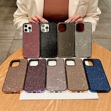For iPhone 17 Pro Max 16E 15 14 12 11 Plain Color Diamond Shockproof Phone Case