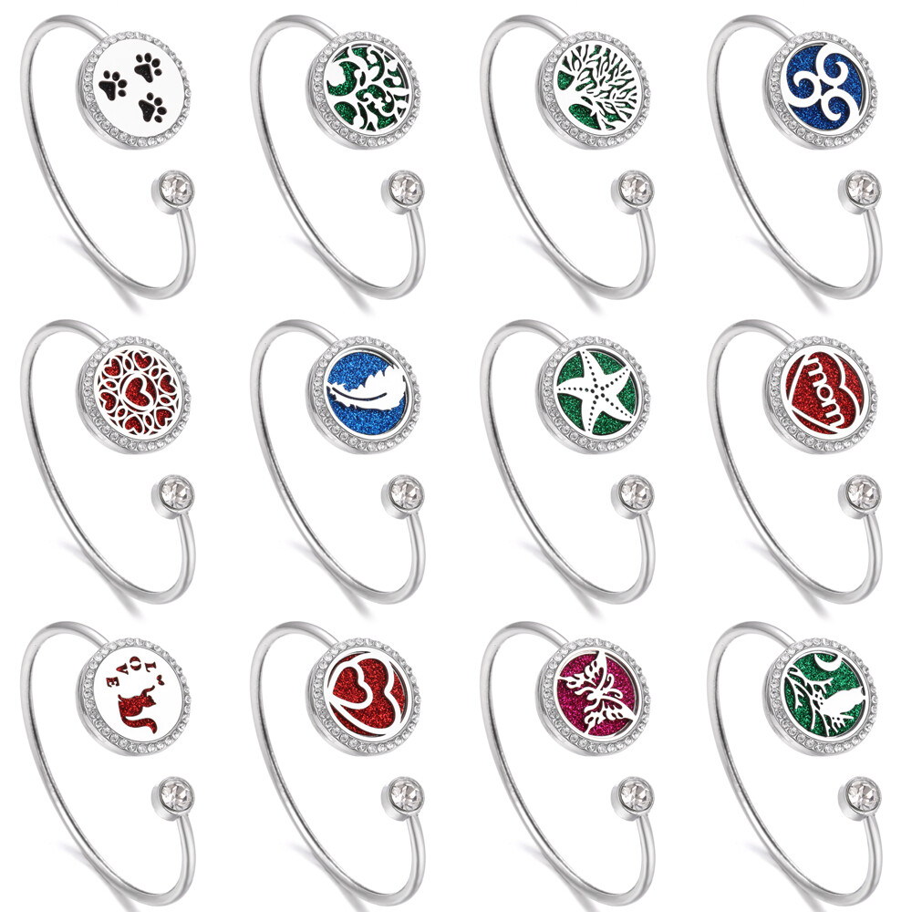 1pc Adjustable Slide Bracelet Bangle with Aromatherapy Locket Diffuser