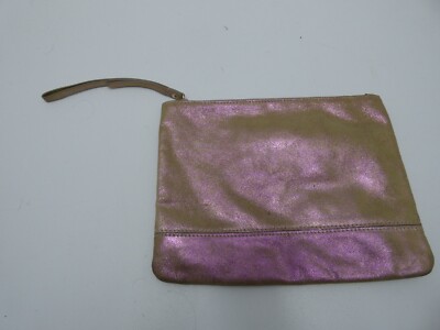 Damen Accessoire Gold hübsche Ledertasche mit Reißverschluss / Kosmetiktasche
