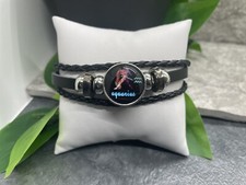 Leather Bead Bracelet Stackable Adjustable Tie New Free Ship Aquarius A3479