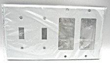 Leviton 4 Gang Wall Plate 2 Toggle 2 Decora P2262-W White Metal