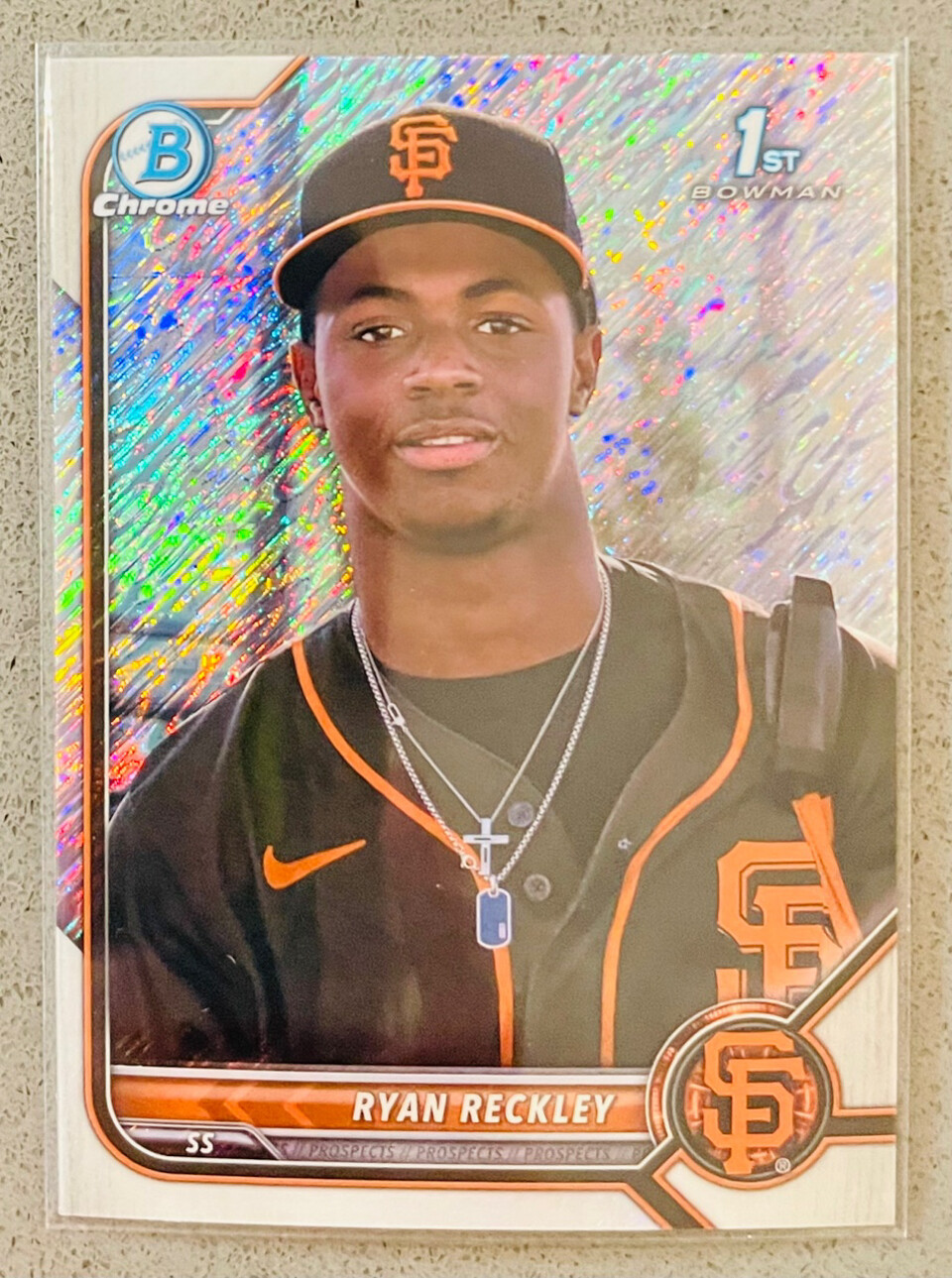 2022 Bowman 1st Chrome Prospects #BCP-163 Ryan Reckley Shimmer Refractor Card