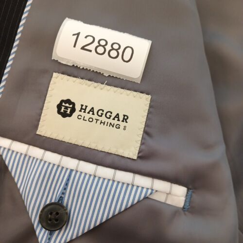 Haggar Blazer Mens 46 Short Blue Striped Polyester Blend Two Button Single Vent - Picture 10 of 12