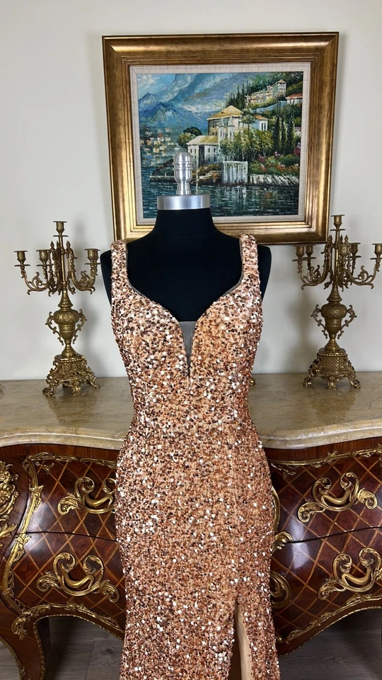 Women's Formal Sparkling shimmering and shiny Sequins Long Evening prom dress - Image 2 of 4