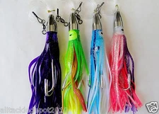  7" Rigged Bullet Jet Head 4 Pieces Trolling Saltwater Fishing Lures Combo
