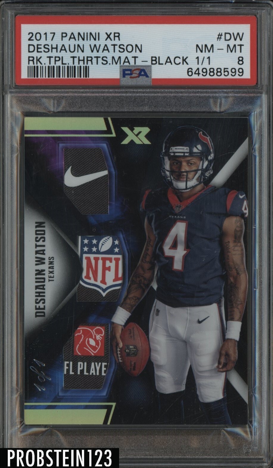 Deshaun Watson Panini XR Rookie Triple Threats Materials #DW Black 1/1