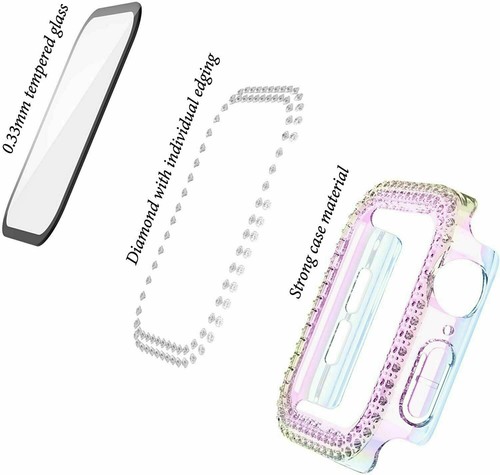 Bling Case Cover Full Screen Protector For Apple Watch Sereis 10 9 8 7 6 5 4 321 - Picture 6 of 26
