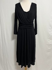 PURE Collection Scoop Neck Knit Faux Wrap Sheath Dress Black Size 6