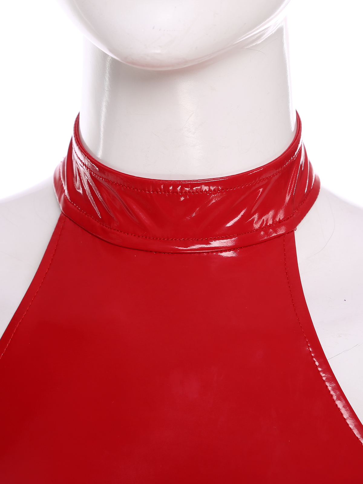 Women 2Piece Latex Lingerie Set Sexy Cutout Bodysuit with Miniskirts Outfits