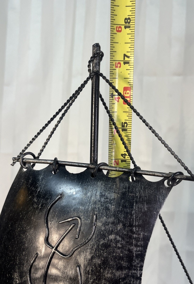 Vintage Metal Norse Longboat Viking Ship Mid-Century 12”X