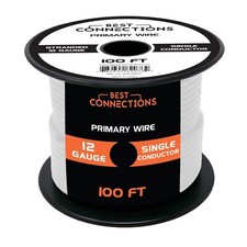 12 Gauge Car Audio Primary Wire 100ft White Remote, Power/Ground Electrical