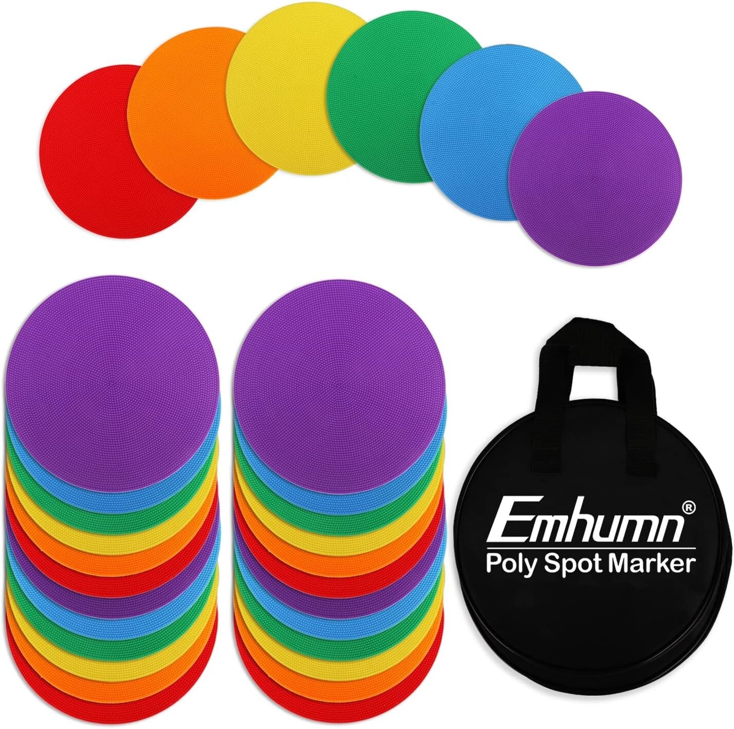 Marcadores de punto de polietileno antideslizantes 24 piezas para entrenamiento de agilidad - listos para gimnasio/danza