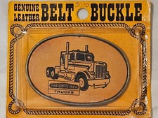 NEW VINTAGE FREIGHTLINER TRUCKS GENUINE LEATHER BELT BUCKLE IN SEALED BOX