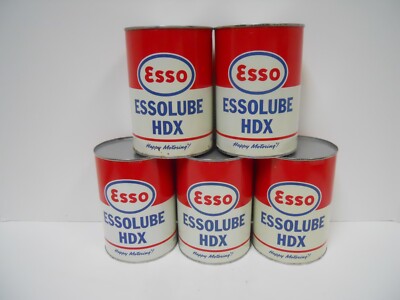 Vintage NOS ESSOLUBE HDX 10-W Oil  1 Qt Metal Cans (FULL)   Gas /Service Station