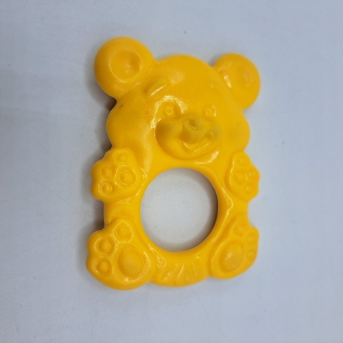 Vintage The First Years 3" Yellow Teddy Bear Baby Rubber Teething Ring - Picture 3 of 3