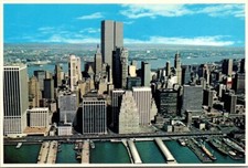 Manhattan Skyline Showing World Trade Center New York City Vintage Postcard