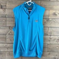 Fennec Mens Vest 1/4 Zip Pullover Golf Embroidered Teal Size Medium