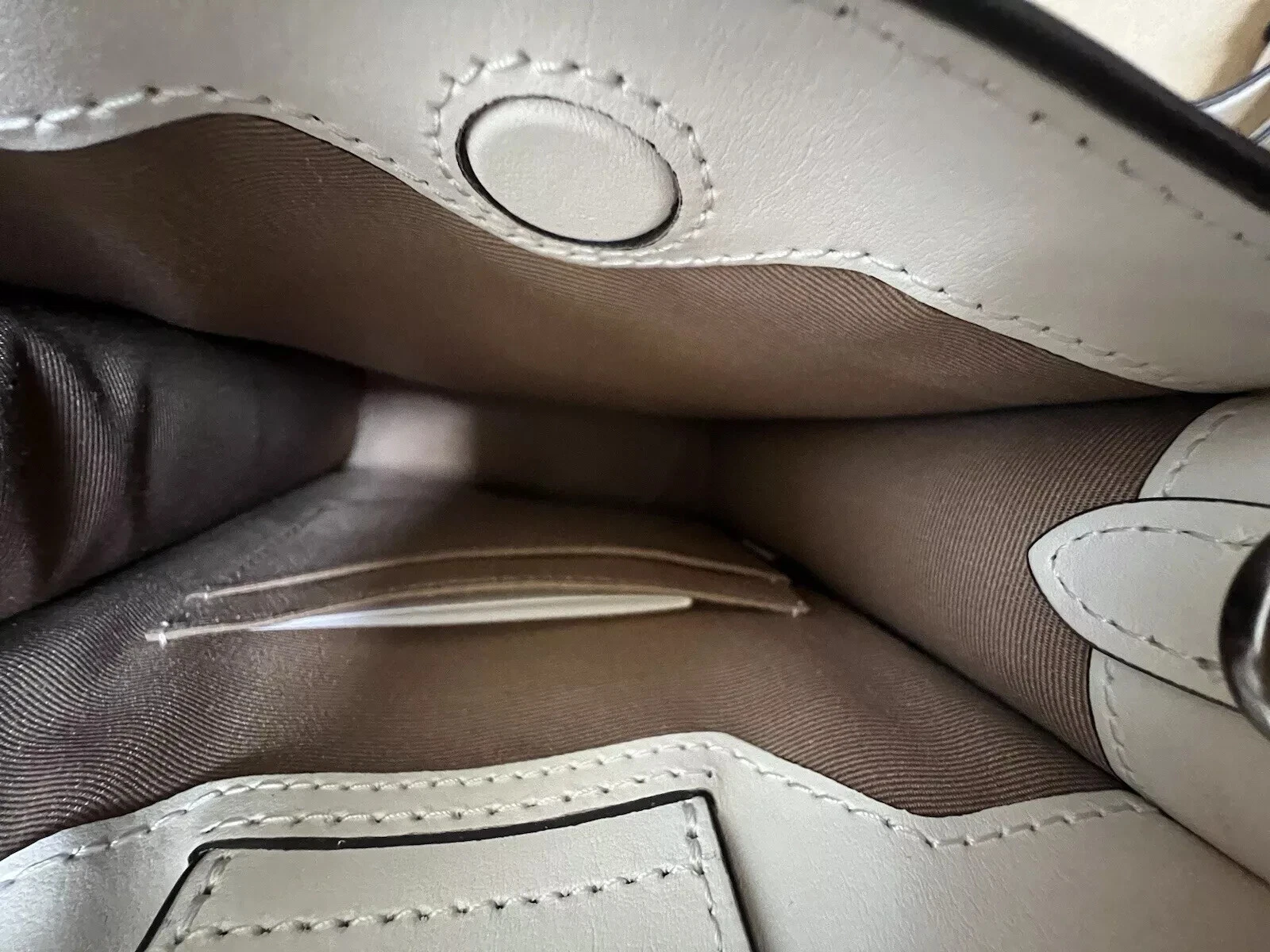 Mini borsa Coach CJ494 North South nuova con etichette in tela firmata IN GESSO KAKI CHIARO