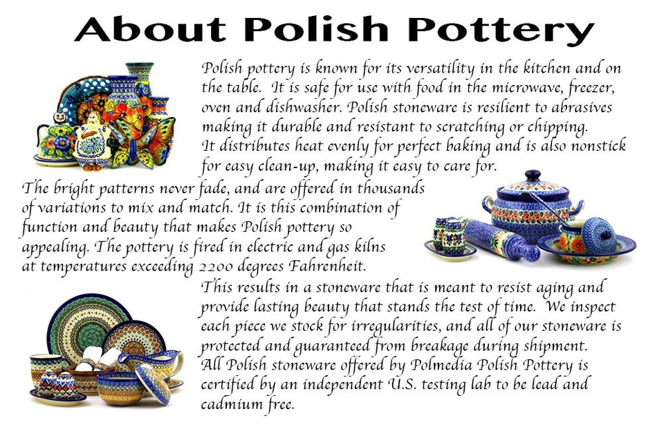 Polish Pottery Spoon Rest - Handmade 5-inch Stoneware With Peacock Leaves Design By Ceramika Artystyczna