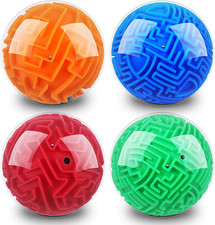 4 Pcs 3D Puzzle Maze Ball Magic Brain Teasers Games Memory Sequential Maze Cube