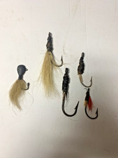 Lot Of Vintage Animal Hair Fishing Hooks - Homemade