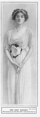 RUBY KENNEDY Schauspielerin in Our Miss Gibbs im Gaiety Theatre antiker Druck 1910