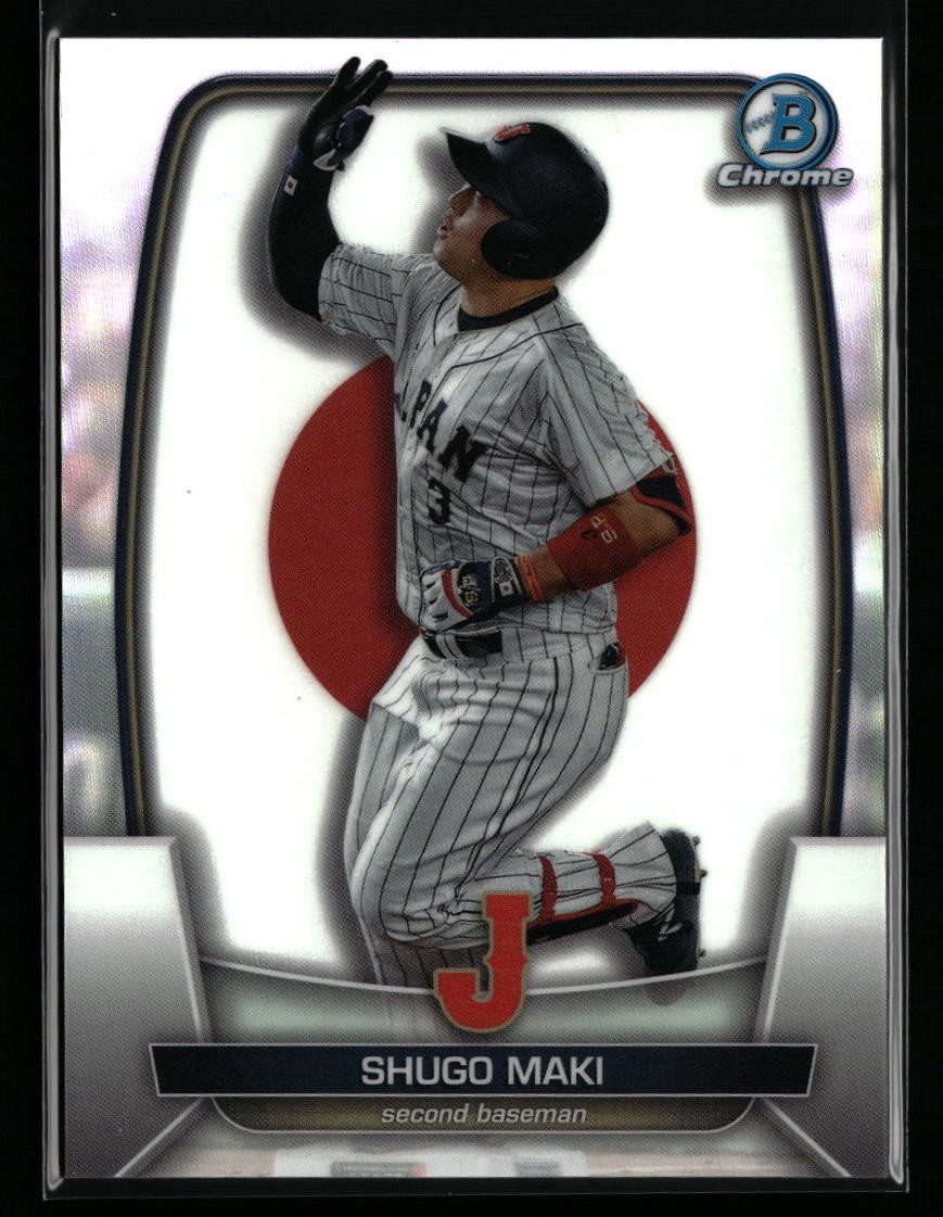 Shugo Maki 2023 Bowman Chrome #WBC-48 WBC Flag Refractor #/499 Japan