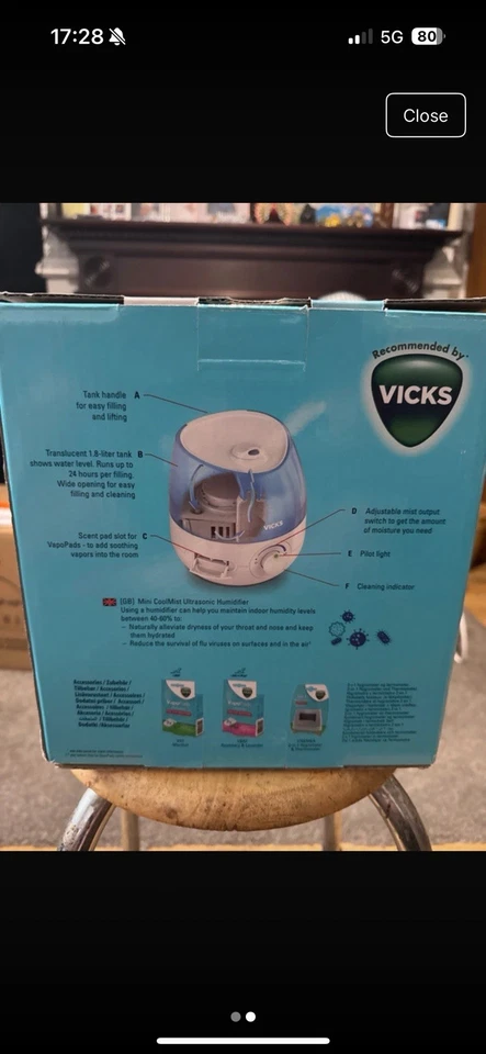 Vicks Ultrasonic Cool Mist - Image 2 of 2