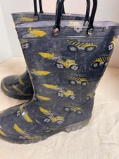 Toddler Construction Print Rain Boots, Size 1