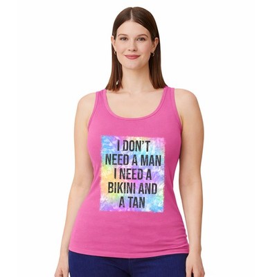 I Don't Need A Man Damen Trägershirt Tank Top Bikini hellbraun Sommer Geschenk für sie