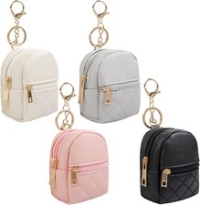 Mini Backpack Keychain Keyrings PU Leather Makeup Bag Lipstick Bag Card Holder