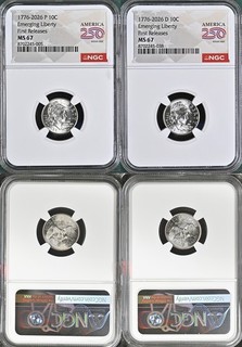 2026 P & D Emerging Liberty Dime Set 10c NGC MS 67 FIRST RELEASES 250 LABEL