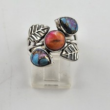 Sterling Silver 925 Spiny Oyster Southwestern Design Leaf Ring Size 7