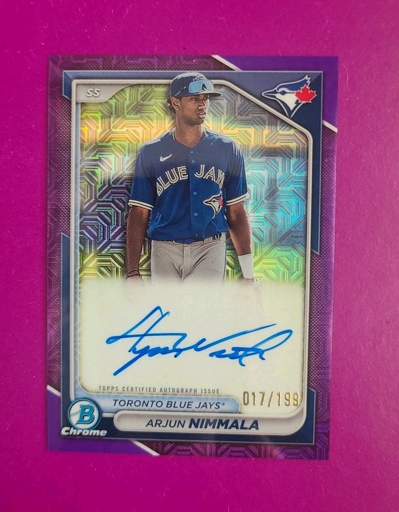 2024 Bowman Draft Arjun Nimmala Auto Mojo Purple Refractor Chrome