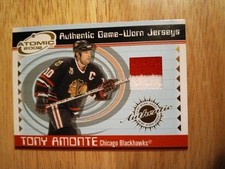 2002 Pacific Atomic Tony Amonte Game Worn Jersey 2 Color. Swatch #8 (MEM)