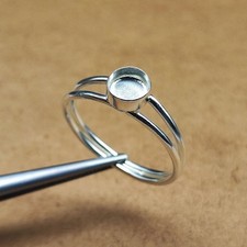 Handmade 925 Sterling Silver Round 10x10mm Bezel Cup Ring DIY Cabochon Setting