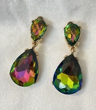 New Clip-On green yellow colour diamond gemstone Earrings None Piercing Cuff