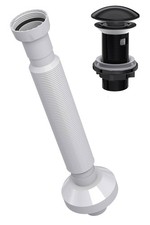 Extendable Flexible Waste Pipe Pop Up Ceramic Centre-Pin Basin Waste BLACK (With