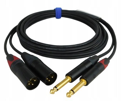 2x XLR (male) to 2x 6.3mm Jack Audio Cable, 1.5m
