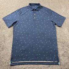 Johnnie O Polo Shirt Men Large Blue Top Shelf Performance AOP Cocktail Golf